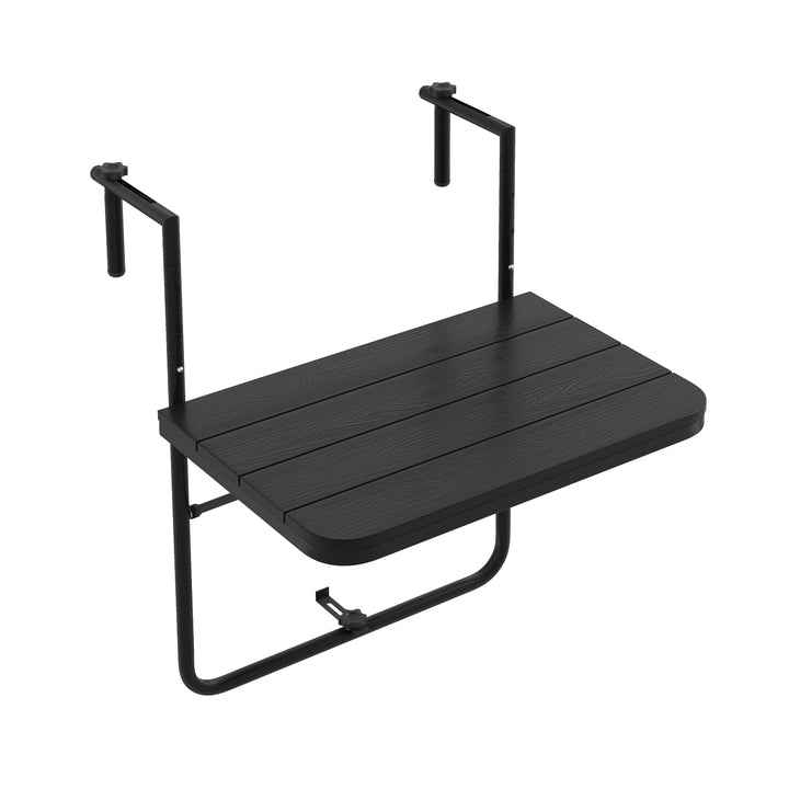 Folding Railing Table with 3 Level Adjustable Height for Patio Black - TidySpaces