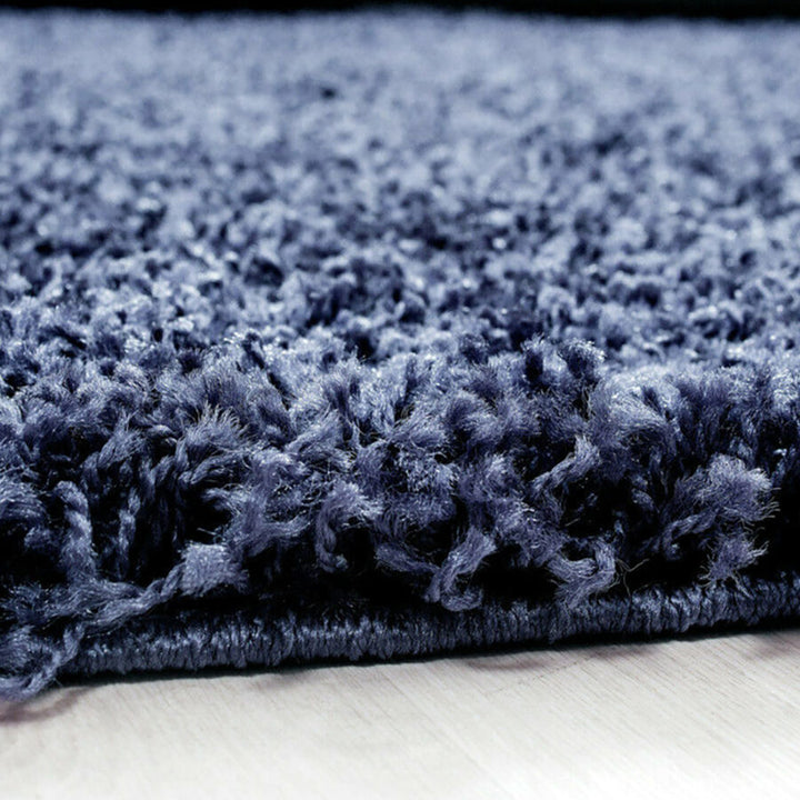 Navy Blue Fluffy Shaggy Plain - TidySpaces