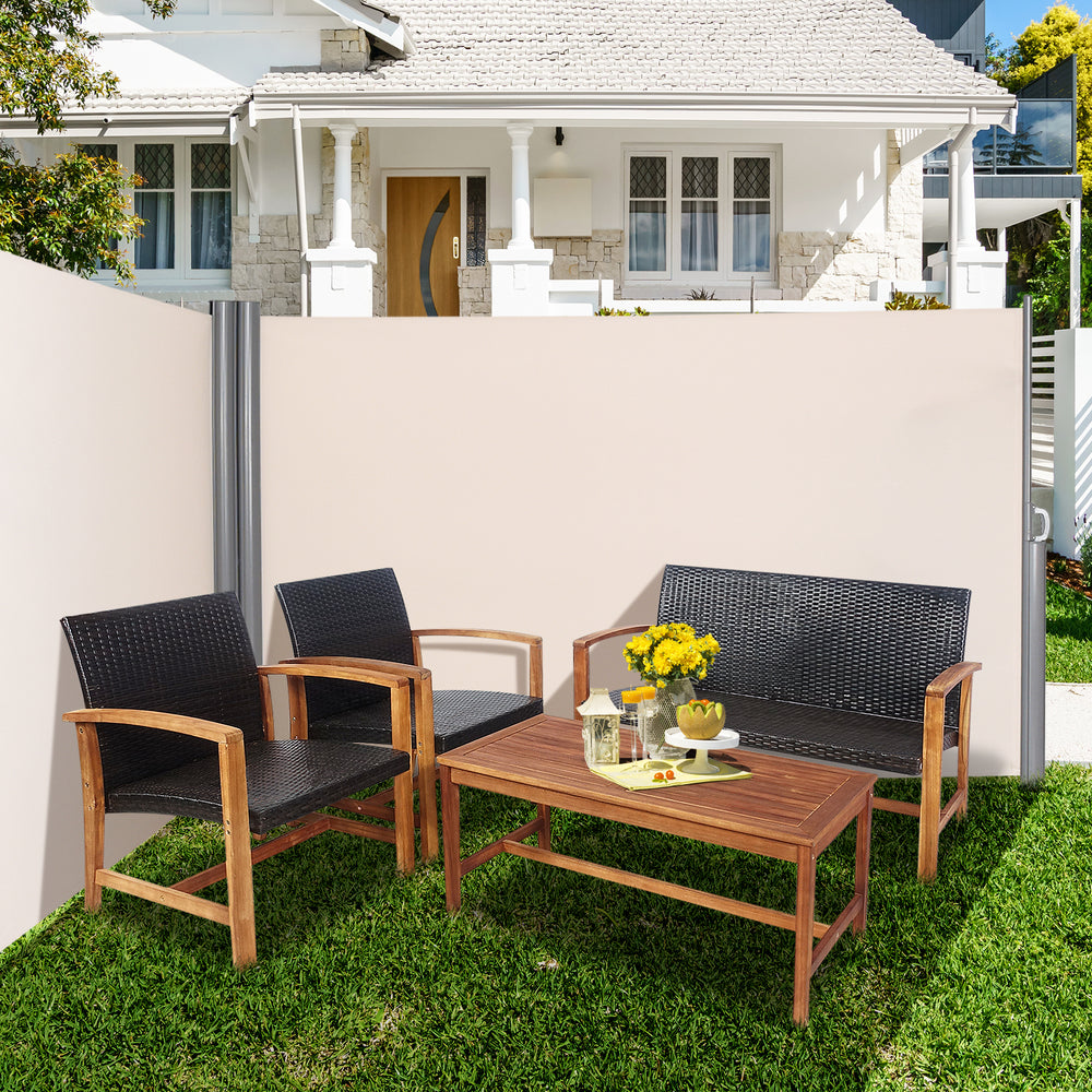 600 x 180 cm Double-Sided Retractable Folding Side Awning with Handle - TidySpaces