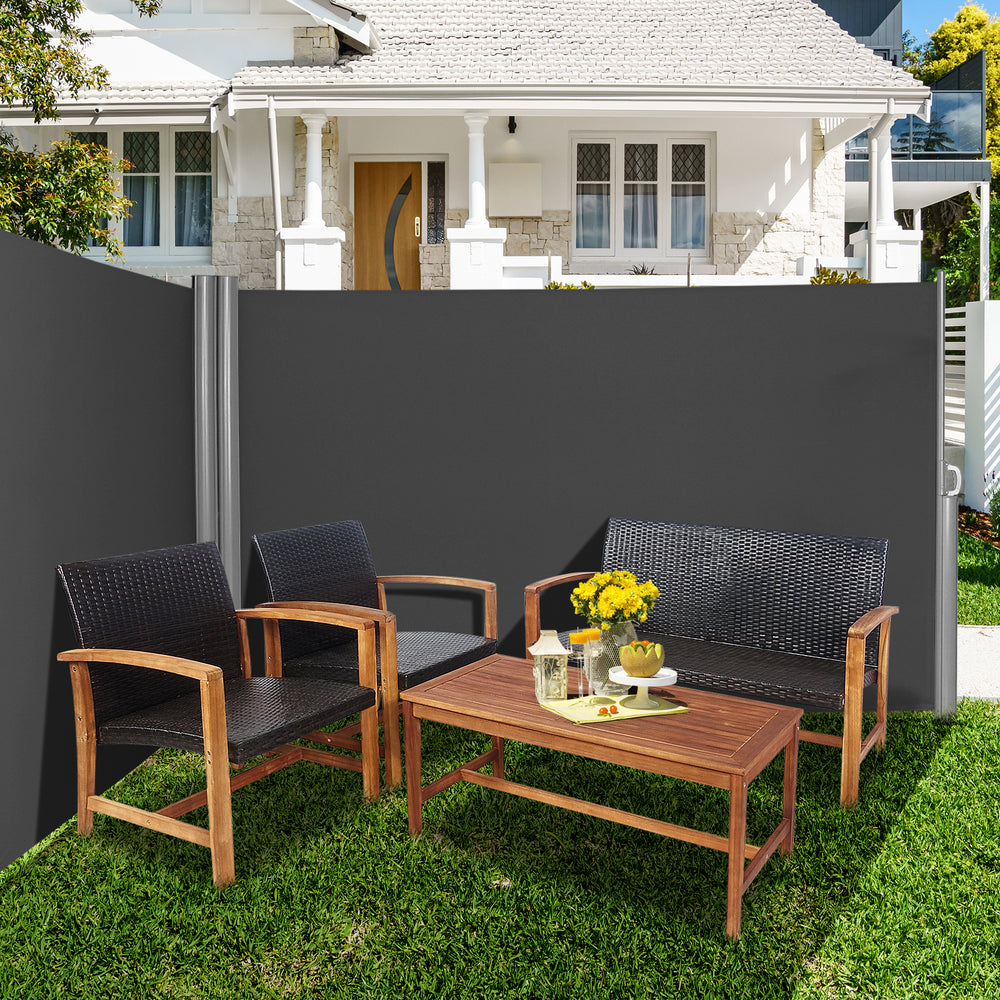 600 x 160 cm Patio Double-Sided Retractable Folding Side Awning - TidySpaces