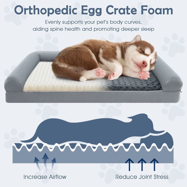 Orthopaedic Foam Dog Bed Sized Large, XL, XXL Pet Bed in Grey