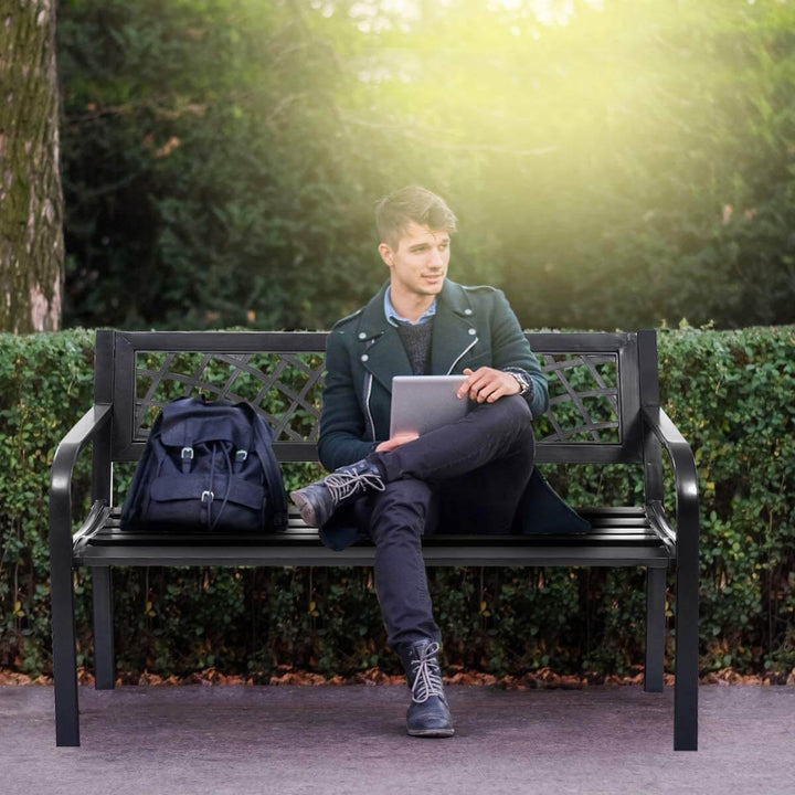 Metal Frame Outdoor Bench with 280 KG Load Capacity - TidySpaces