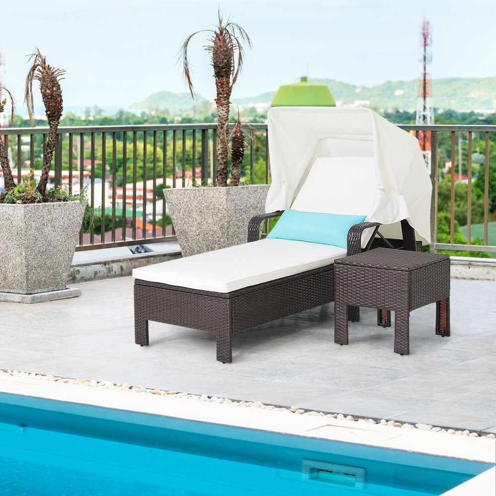 Outdoor Chaise Lounge Chair and Table Set with Adjustable Backrest - TidySpaces