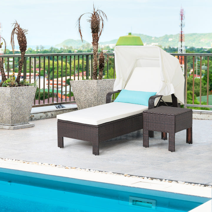 Outdoor Chaise Lounge Chair and Table Set with Adjustable Backrest - TidySpaces