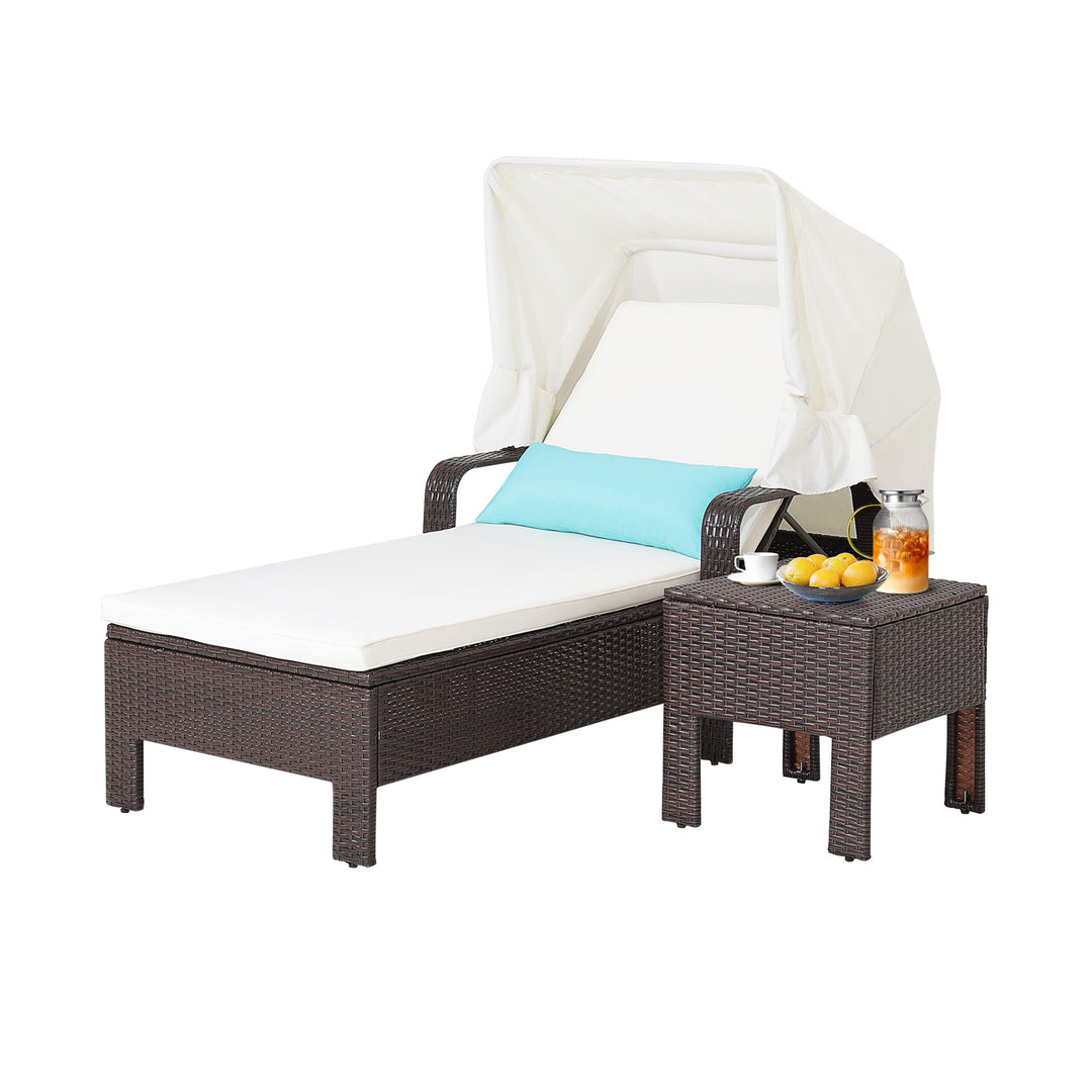 Outdoor Chaise Lounge Chair and Table Set with Adjustable Backrest - TidySpaces