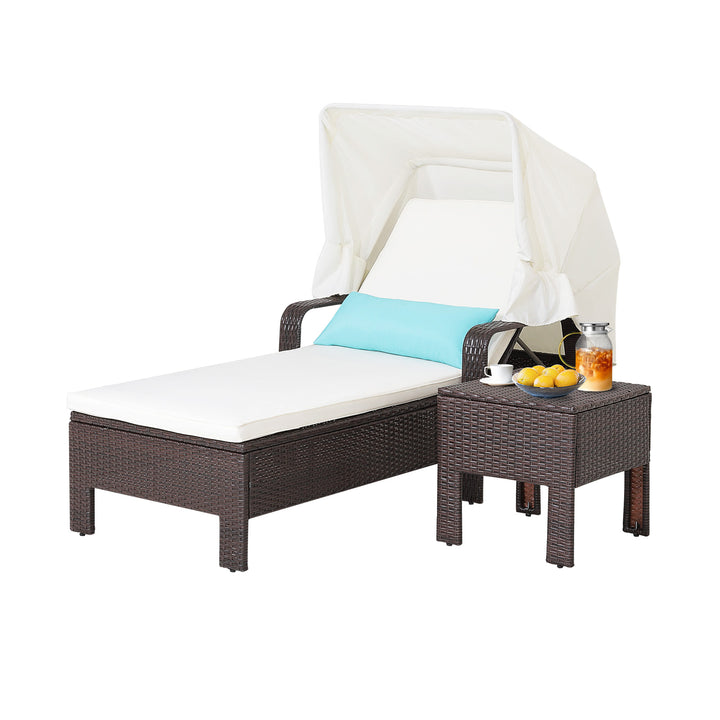 Outdoor Chaise Lounge Chair and Table Set with Adjustable Backrest - TidySpaces