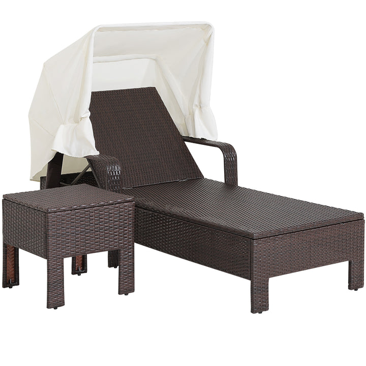 Outdoor Chaise Lounge Chair and Table Set with Adjustable Backrest - TidySpaces