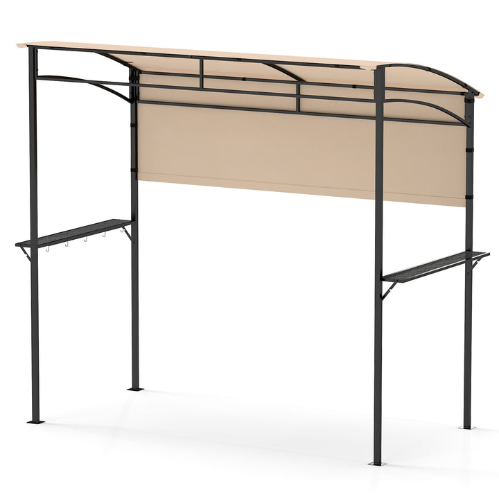 Outdoor Patio BBQ Canopy with Metal Shelves and Hooks for Convenient Grilling and Storage