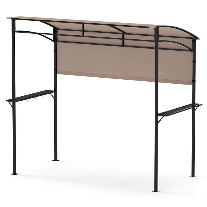 Outdoor Patio BBQ Canopy with Metal Shelves and Hooks for Convenient Grilling and Storage