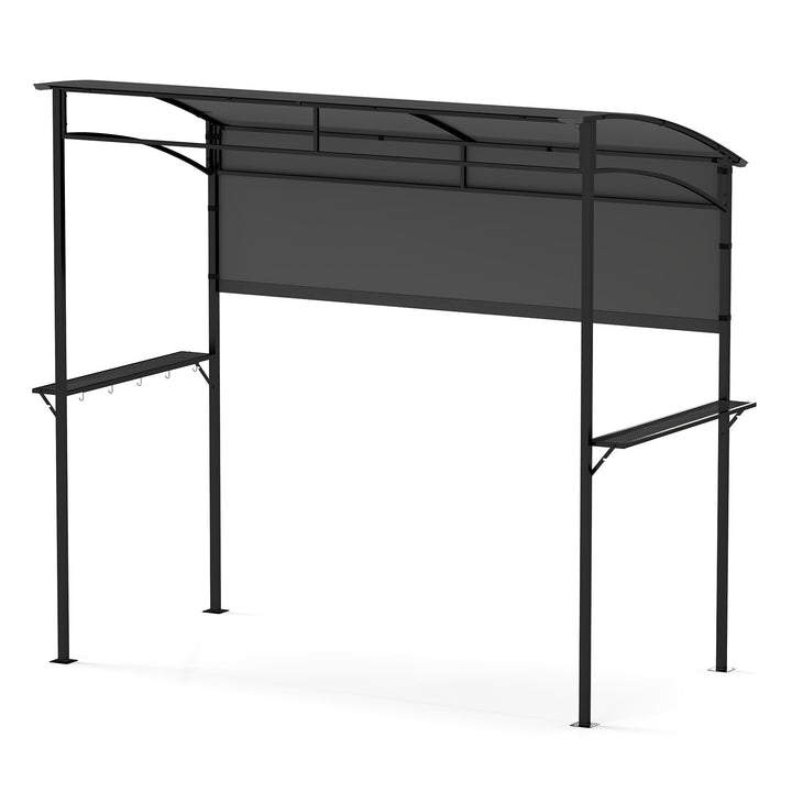 Outdoor Patio BBQ Canopy with Metal Shelves and Hooks for Convenient Grilling and Storage