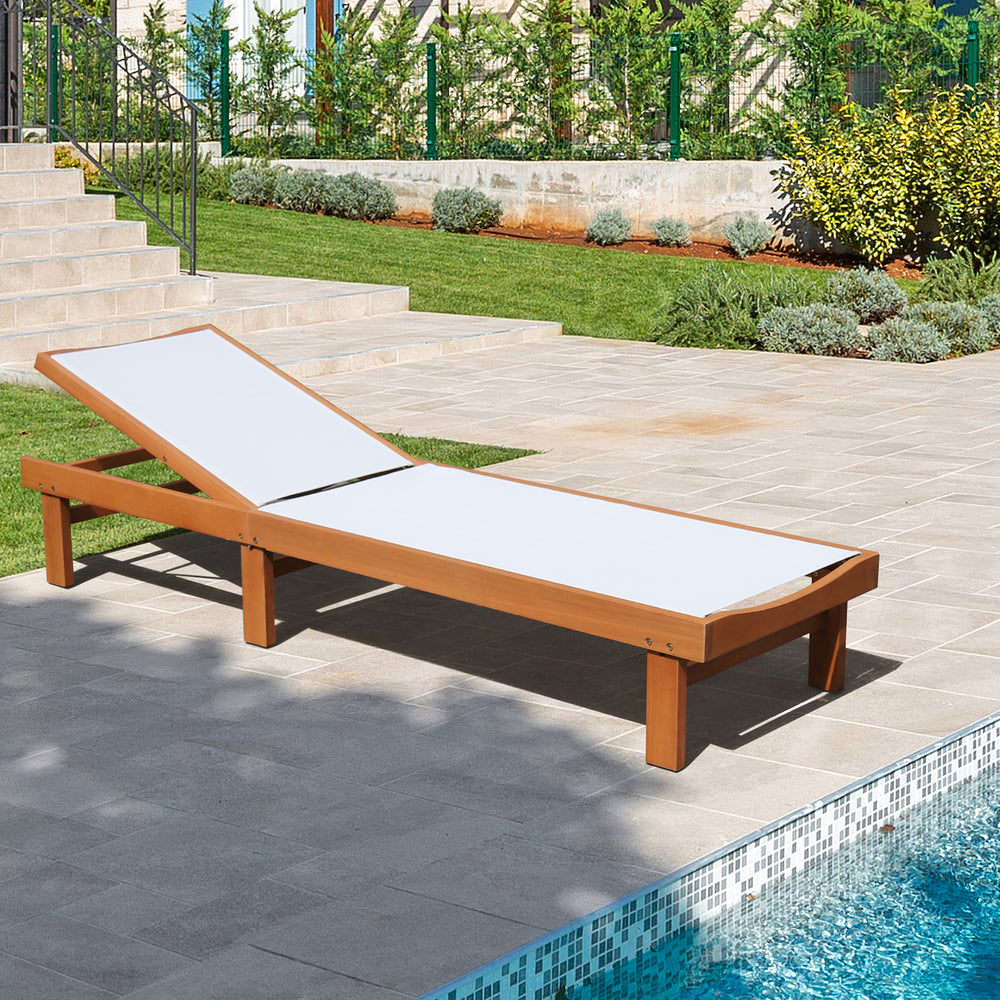 Outdoor Patio Fabric Chaise Lounge Chair 5-Position Recliner - TidySpaces