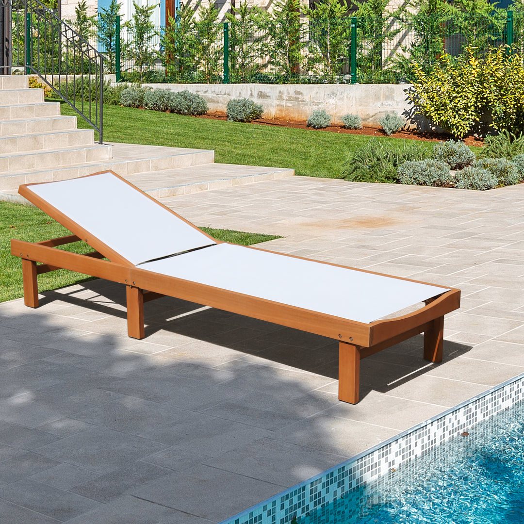 Outdoor Patio Fabric Chaise Lounge Chair 5-Position Recliner - TidySpaces