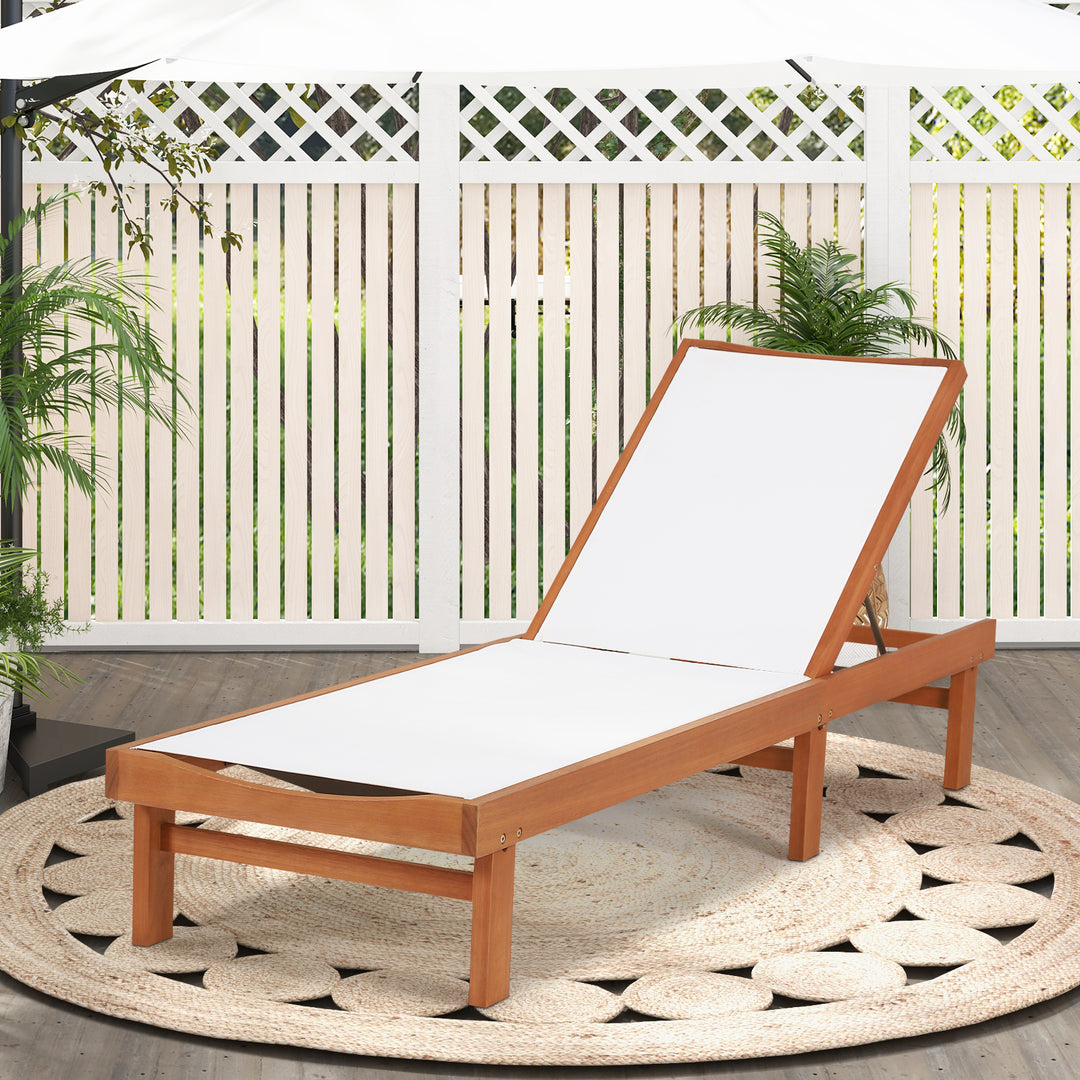 Outdoor Patio Fabric Chaise Lounge Chair 5-Position Recliner - TidySpaces
