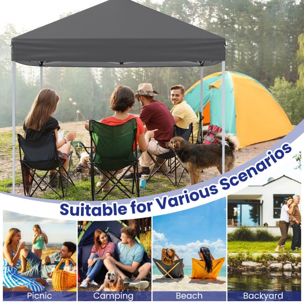 Outdoor Folding Pop-up Canopy with Adjustable Heights and Carrying Bag