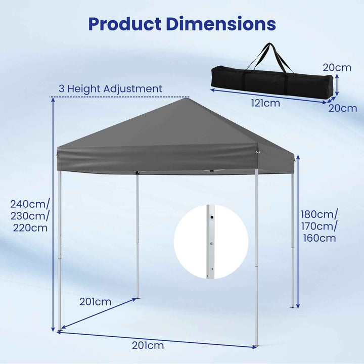 Outdoor Folding Pop-up Canopy with Adjustable Heights and Carrying Bag