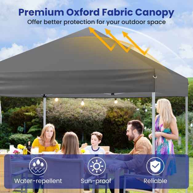 Outdoor Folding Pop-up Canopy with Adjustable Heights and Carrying Bag