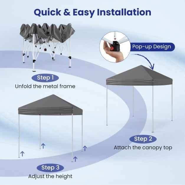 Outdoor Folding Pop-up Canopy with Adjustable Heights and Carrying Bag