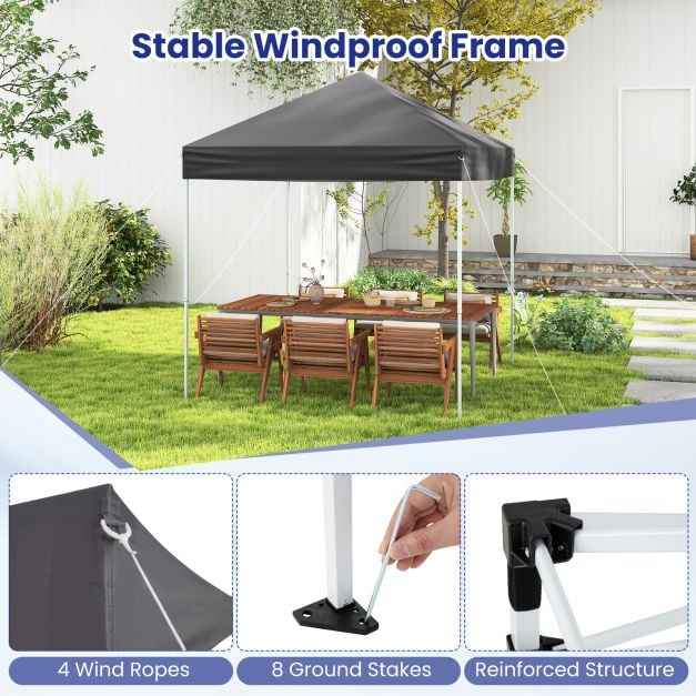 Outdoor Folding Pop-up Canopy with Adjustable Heights and Carrying Bag