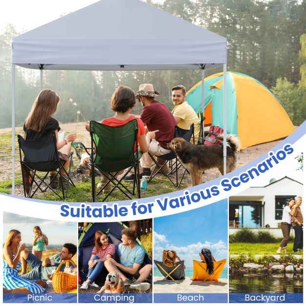 Outdoor Folding Pop-up Canopy with Adjustable Heights and Carrying Bag