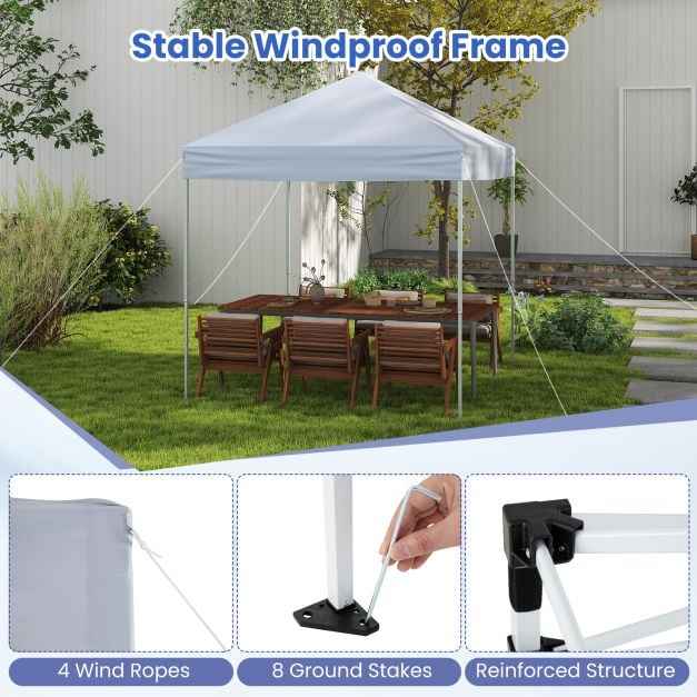 Outdoor Folding Pop-up Canopy with Adjustable Heights and Carrying Bag