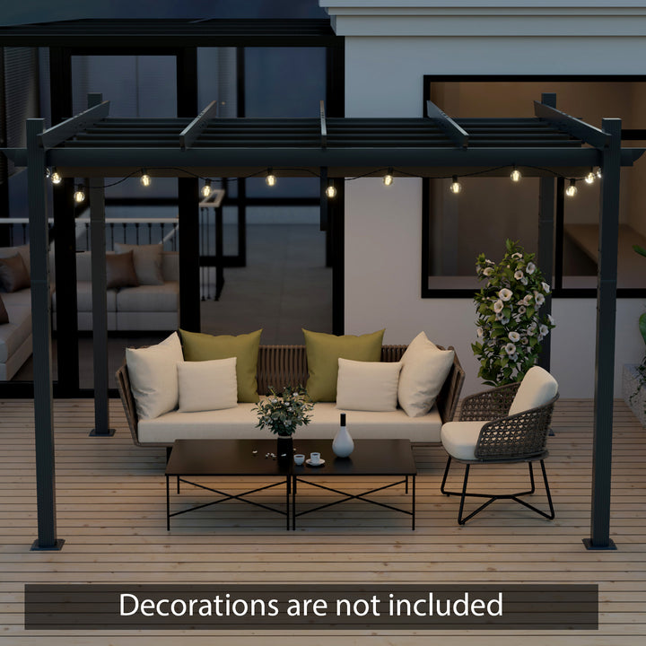 2.9 x 3.6 m Outdoor Retractable Pergola with Canopy Cover - TidySpaces