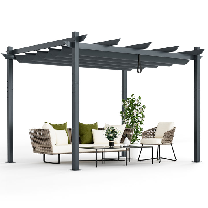 2.9 x 3.6 m Outdoor Retractable Pergola with Canopy Cover - TidySpaces