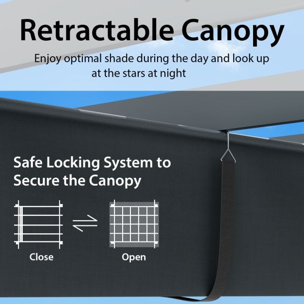 2.9 x 3.6 m Outdoor Retractable Pergola with Canopy Cover - TidySpaces