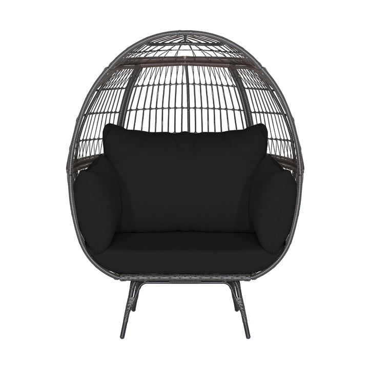 Oversized Patio Wicker Egg Lounge Chair with 4 Soft Cushions - TidySpaces