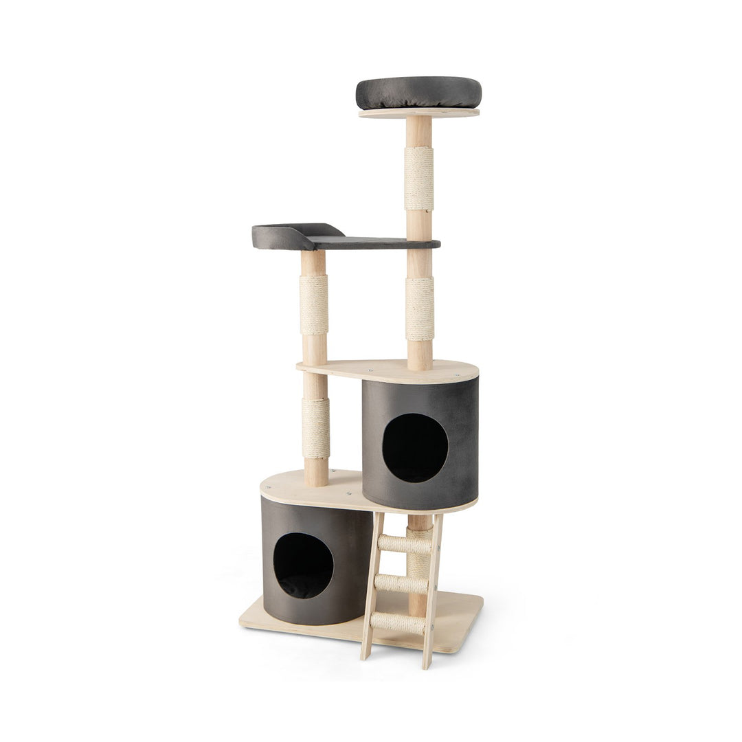 Multi-level Cat Furniture with 2 Cozy Condos-Grey - TidySpaces