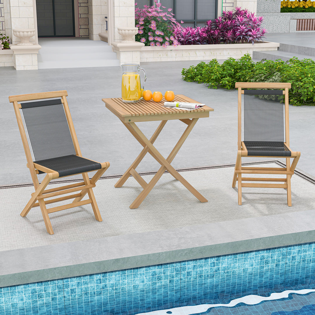 70 cm Patio Bistro Table with Slatted Tabletop Sturdy Wood Frame - TidySpaces