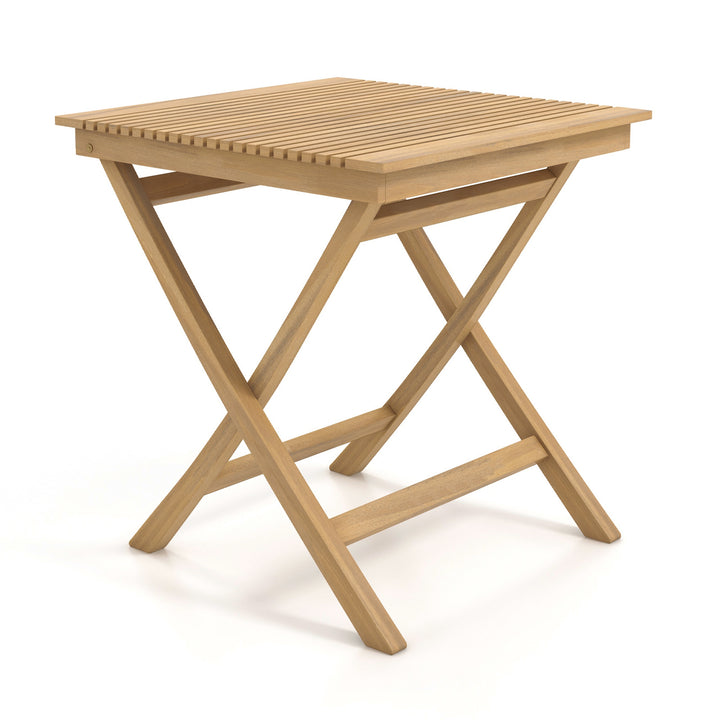 70 cm Patio Bistro Table with Slatted Tabletop Sturdy Wood Frame - TidySpaces