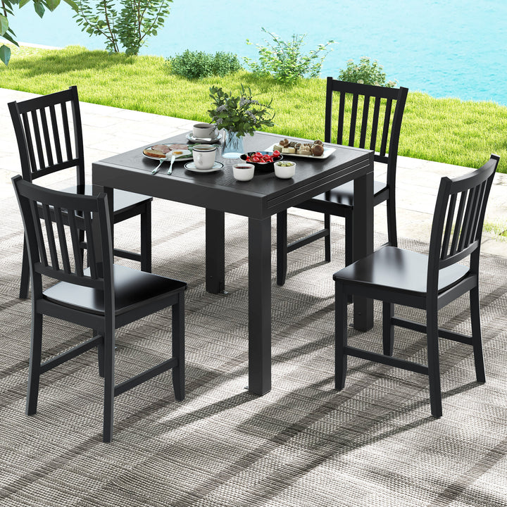 Patio Expandable Dining Table Rectangular Aluminum Dining Table for 4 6 Person - TidySpaces