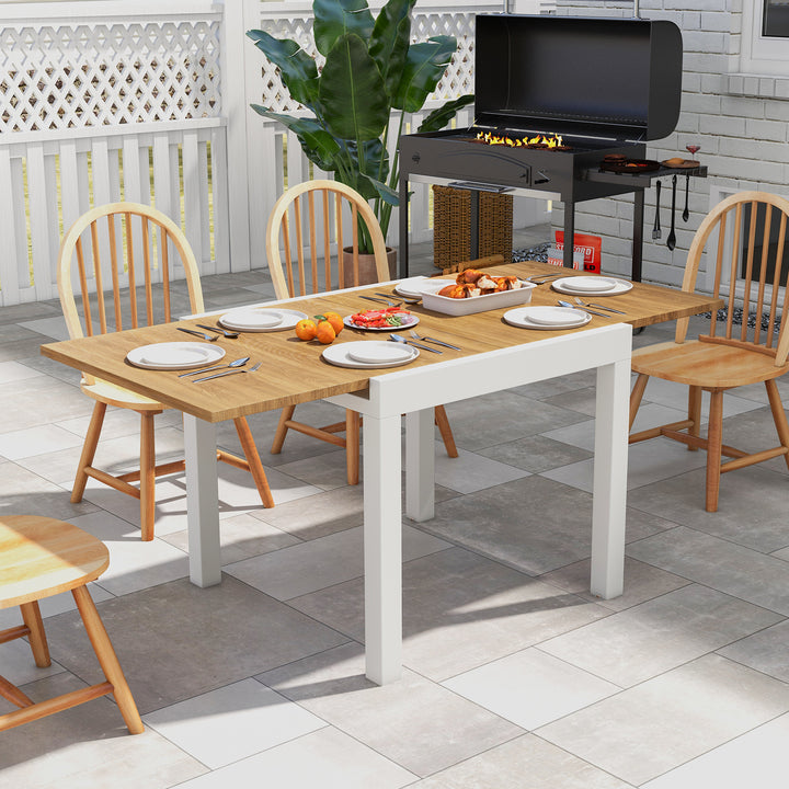 Patio Expandable Dining Table Rectangular Aluminum Dining Table for 4 6 Person - TidySpaces