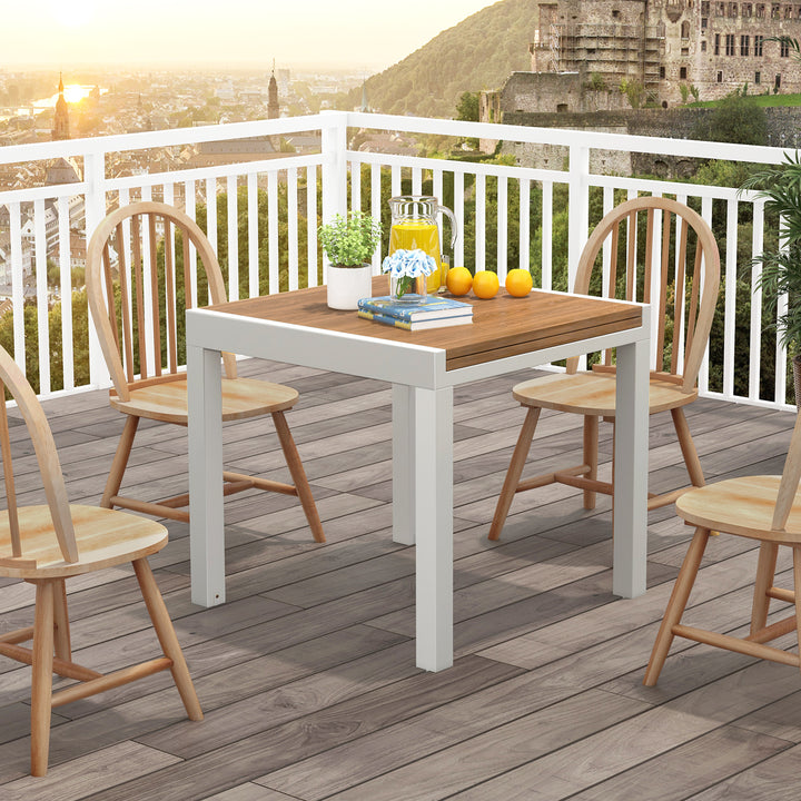 Patio Expandable Dining Table Rectangular Aluminum Dining Table for 4 6 Person - TidySpaces