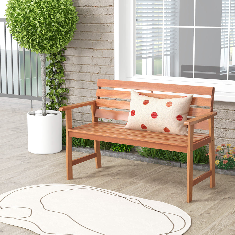 Patio Hardwood Bench Wood 2-Seat Chair with Breathable Slatted Seat - TidySpaces