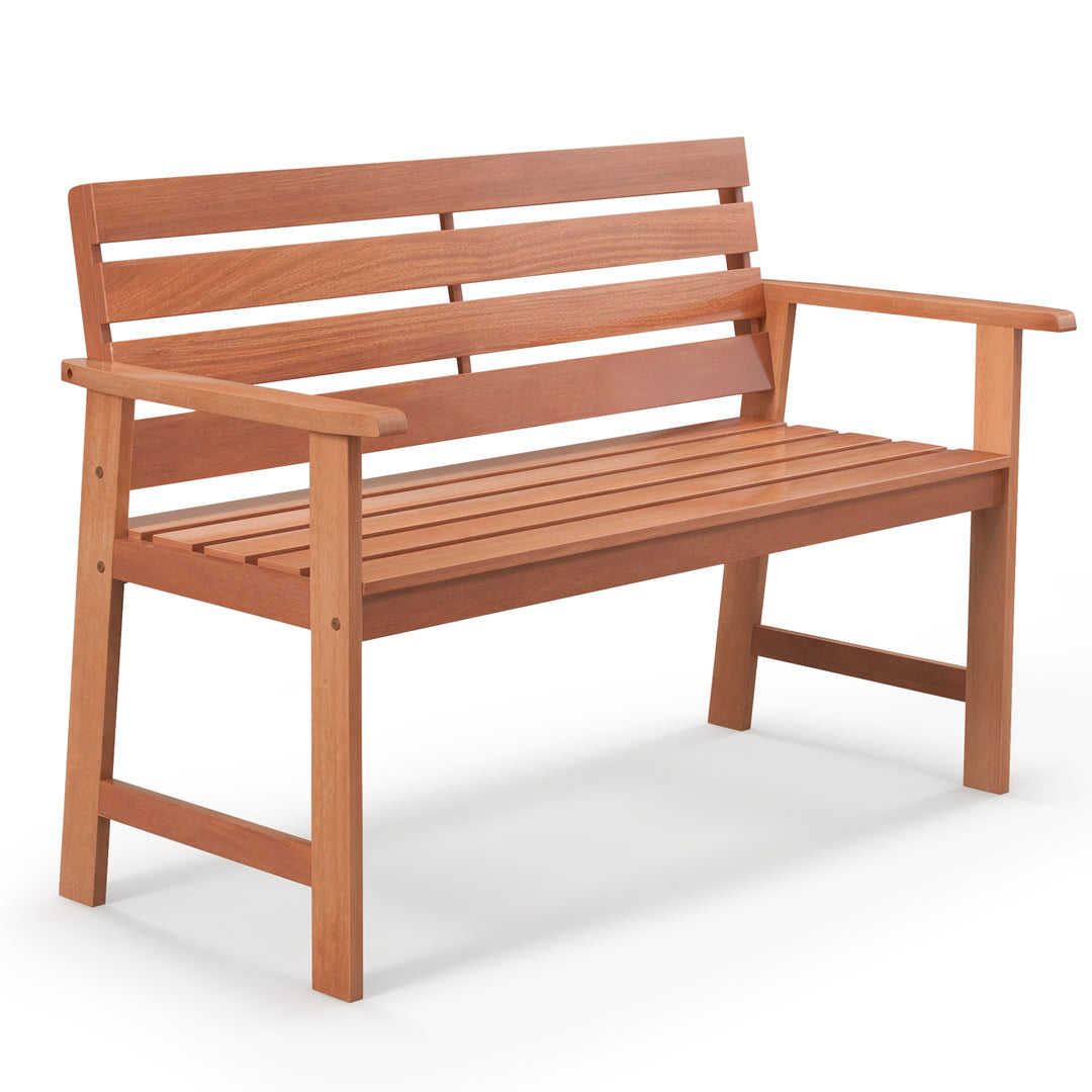 Patio Hardwood Bench Wood 2-Seat Chair with Breathable Slatted Seat - TidySpaces