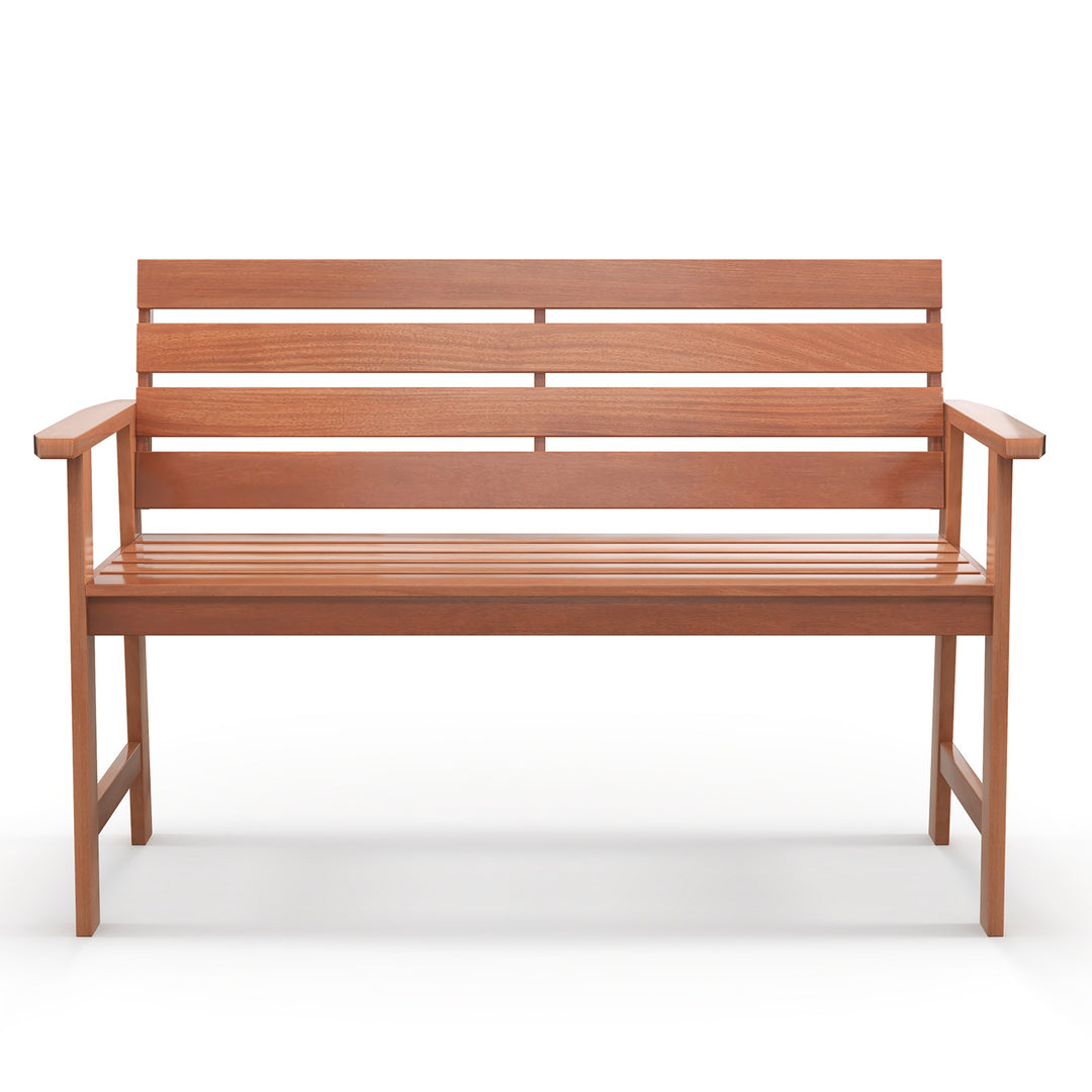 Patio Hardwood Bench Wood 2-Seat Chair with Breathable Slatted Seat - TidySpaces