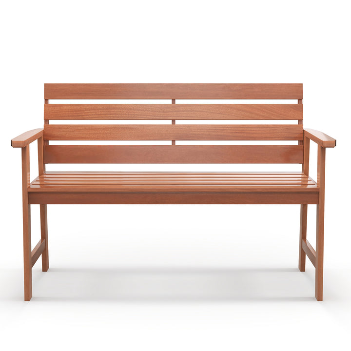 Patio Hardwood Bench Wood 2-Seat Chair with Breathable Slatted Seat - TidySpaces