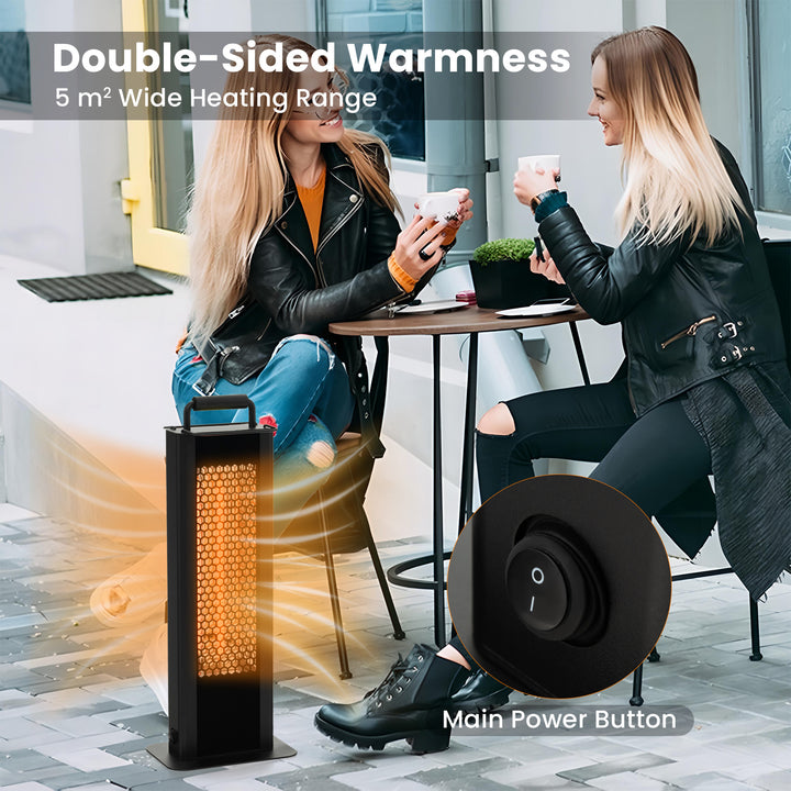 1200W Outdoor Portable Electric Heater with Double-Sided Heating-Black - TidySpaces
