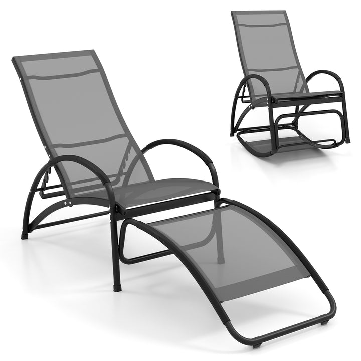 2 in 1 Outdoor Lounge Chair with 20° Rocking Angle Grey - TidySpaces