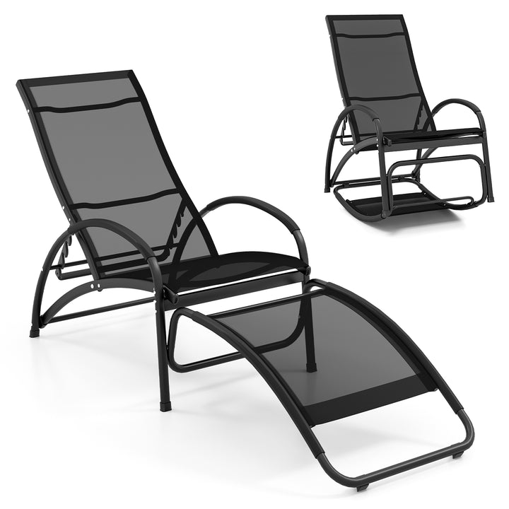 2 in 1 Outdoor Lounge Chair with 20° Rocking Angle Black - TidySpaces