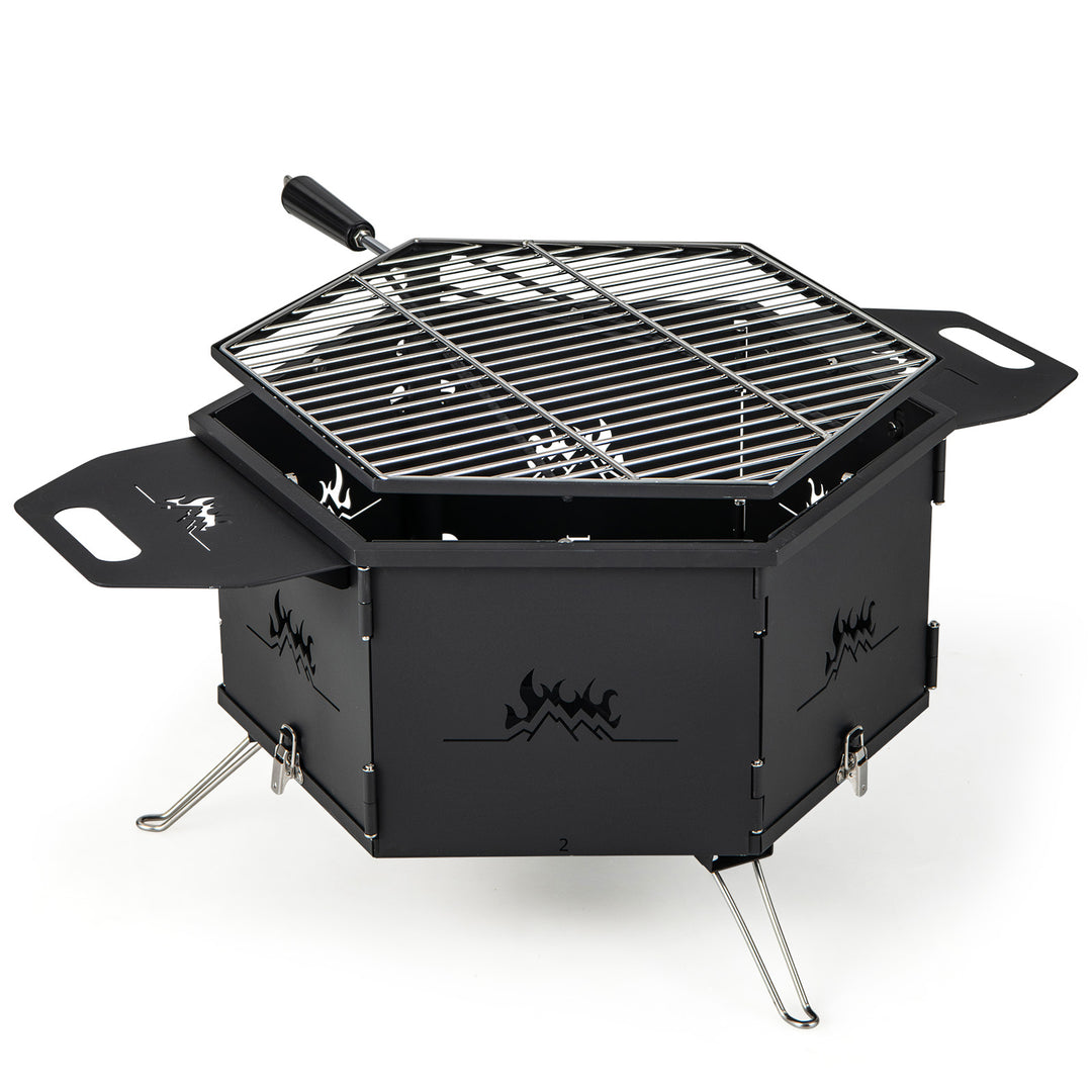 Portable Charcoal Grill Stove with Rotatable Grill and Foldable Body - TidySpaces