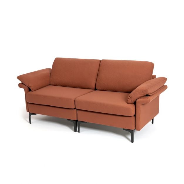 L Shaped 2 Seater Upholstered Sectional Couch - TidySpaces