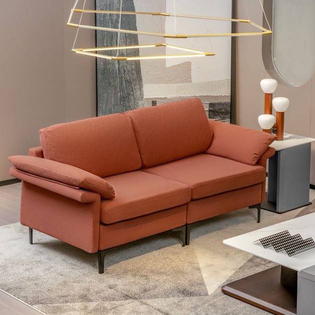 L Shaped 2 Seater Upholstered Sectional Couch - TidySpaces
