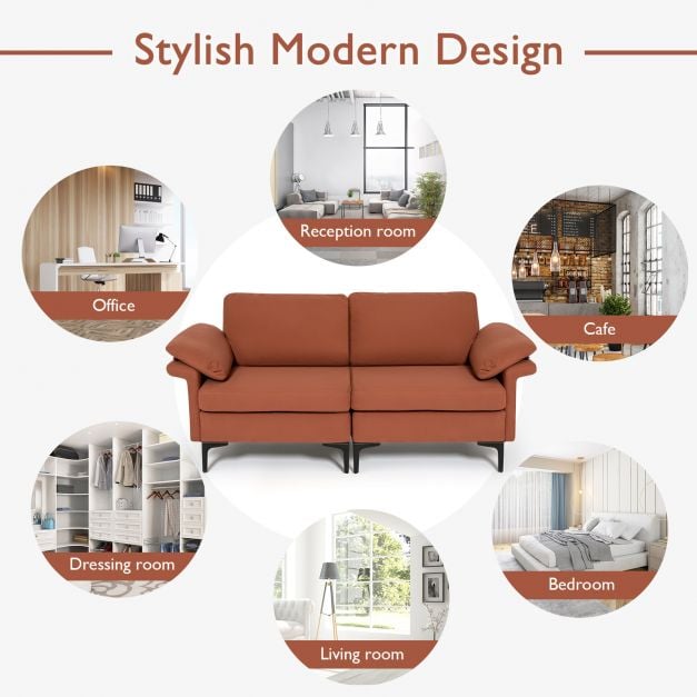 L Shaped 2 Seater Upholstered Sectional Couch - TidySpaces
