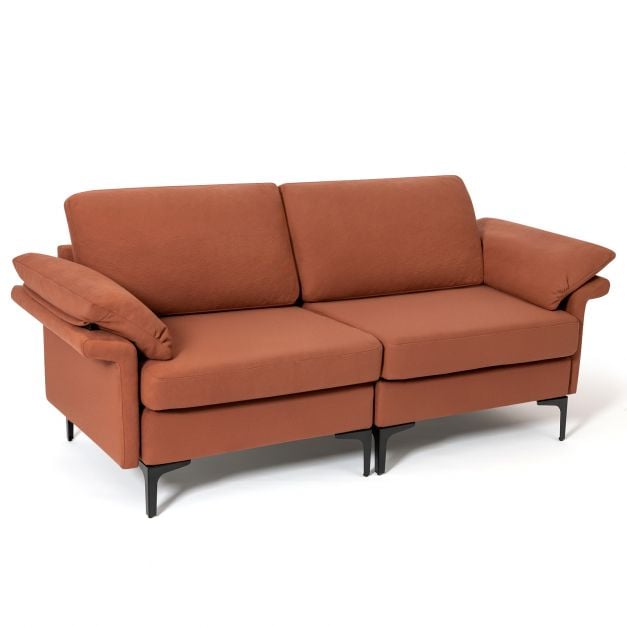 L Shaped 2 Seater Upholstered Sectional Couch - TidySpaces