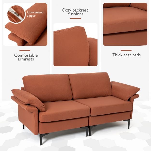 L Shaped 2 Seater Upholstered Sectional Couch - TidySpaces