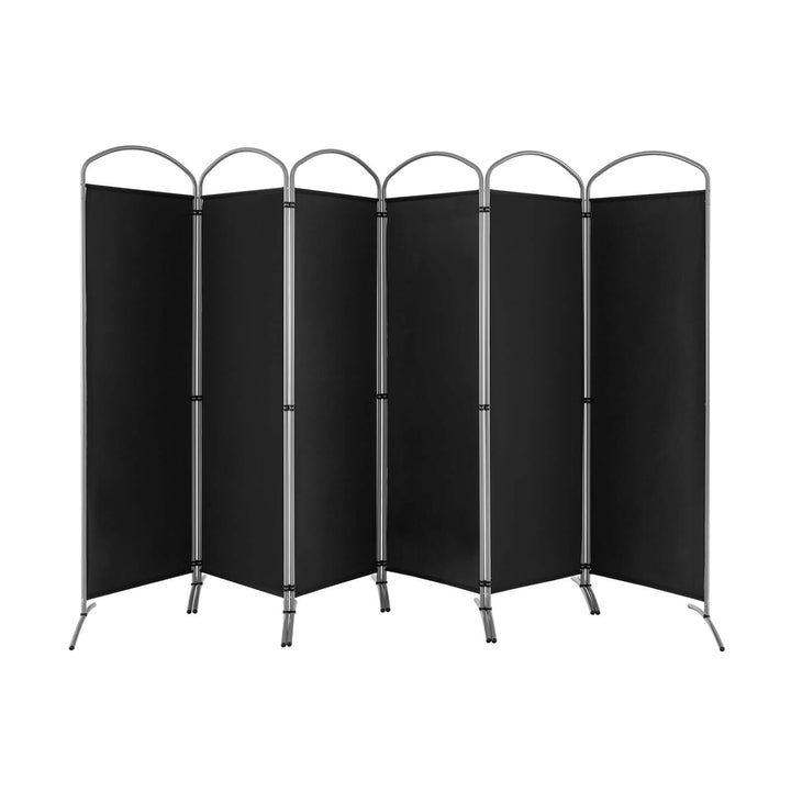 6 Panel Freestanding Fabric Room Divider for Home and Office Black - TidySpaces