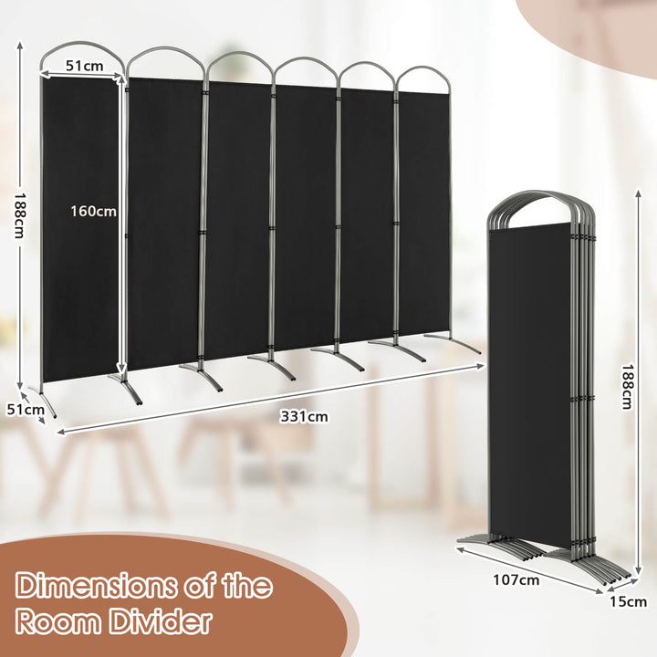 6 Panel Freestanding Fabric Room Divider for Home and Office - TidySpaces