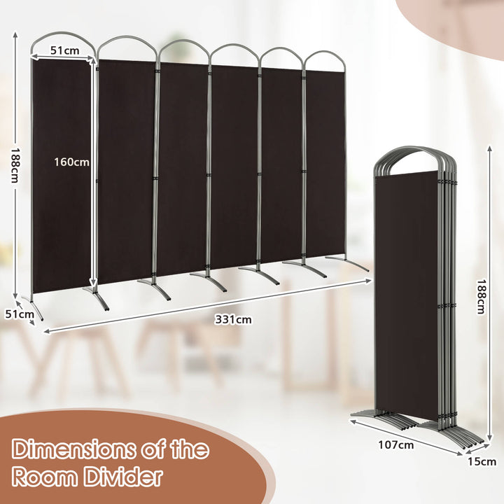 6 Panel Freestanding Fabric Room Divider for Home and Office - TidySpaces